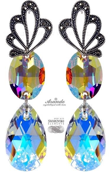 Swarovski SPECIAL kolczyki AURORA NEON ADORE SREBRO