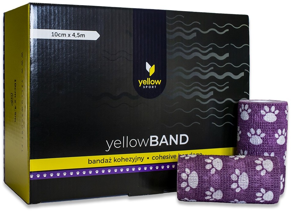 YellowSPORT Bandaż samoprzylepny YellowBAND fioletowy w łapki 12 szt. 10cm x 4.5m 12 szt. |   NN-MZA-BYBF-003