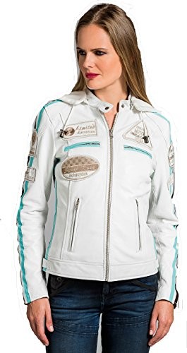 Urban Leather Damskie motorradjacke z ochraniacze, s, biały UR-291