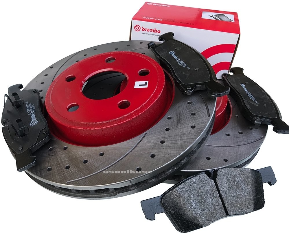 BREMBO Przednie klocki WIERCONE tarcze hamulcowe 330mm RED Jeep Grand Cherokee 2011 2534S-r+P37017