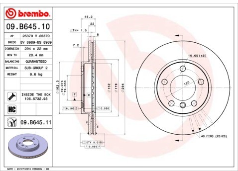 BREMBO Tarcza hamulcowa 09.B645.11