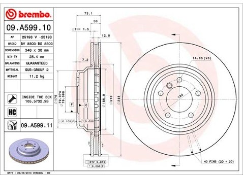 BREMBO Tarcza hamulcowa 09.A599.11