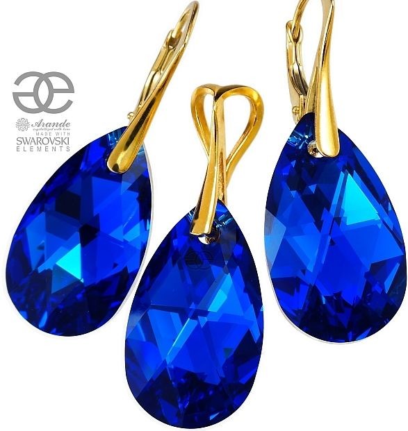Arande SWAROVSKI SREBRNY KOMPLET BLUE COMET ZŁOTE SREBRO 700339