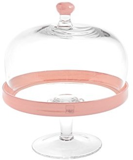 H & H półmisek z kopulastym, szkło, przezroczysty/różowa, 26 cm/średnica 22 cm 6615805