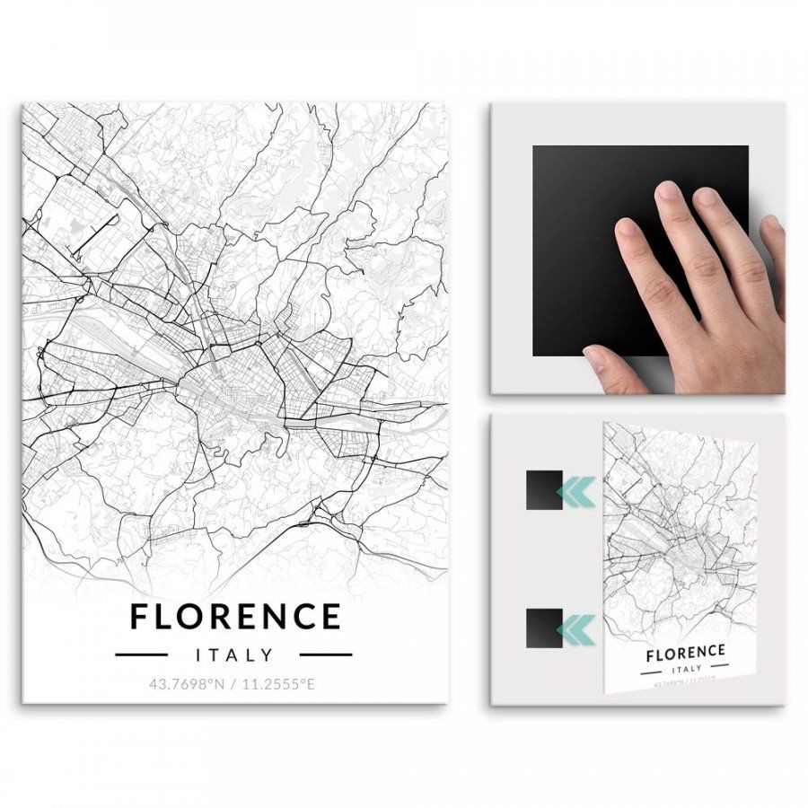 Pix4home Plakat metalowy Mapa B&W Florencja M POS-M-03657