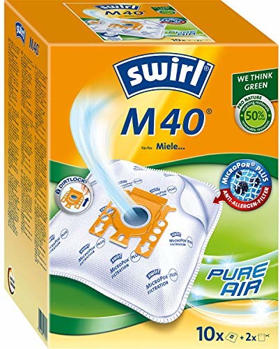 Swirl m 40 (m 54) Micropor Plus Worki Do Odkurzacza Miele z Filtrem Antyalergicznym, 10 Sztuk, Biały/Żółty M 40 (M 54)