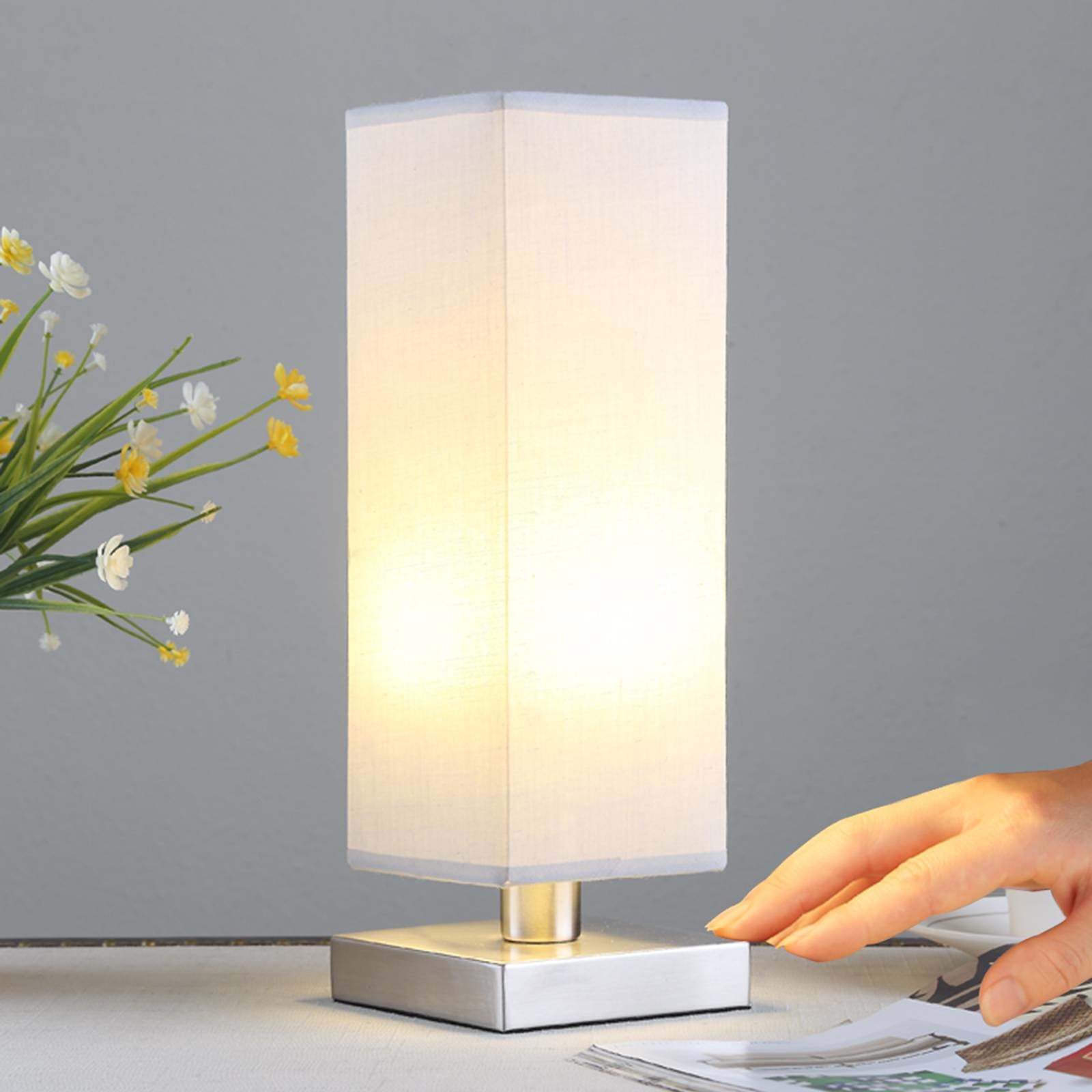 LINDBY Julina - materiałowa lampka nocna, szara