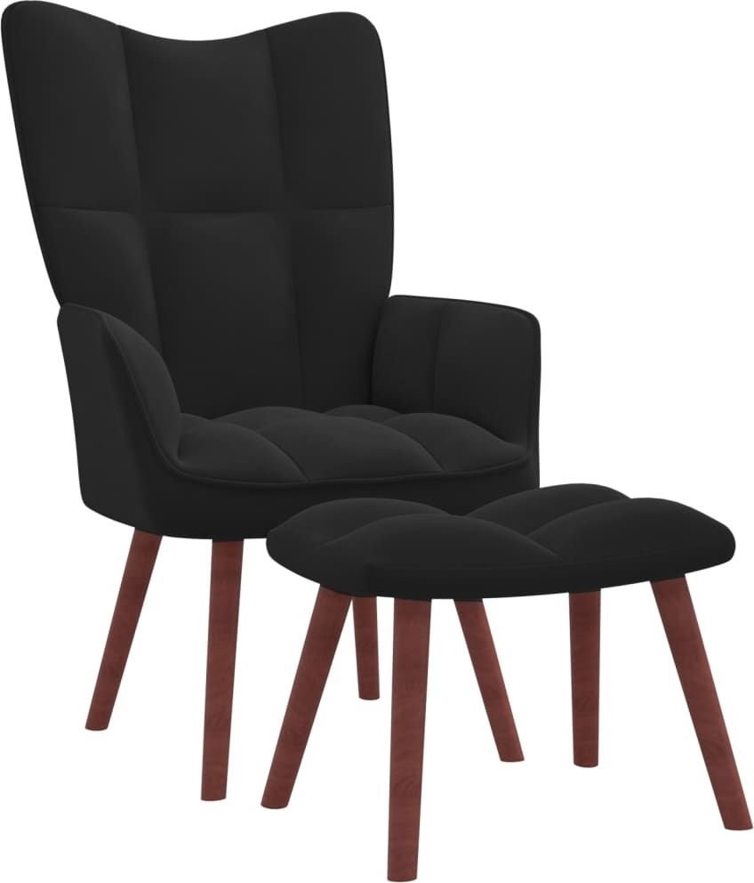 vidaXL Fotel z podnóżkiem czarny obity aksamitem 328068