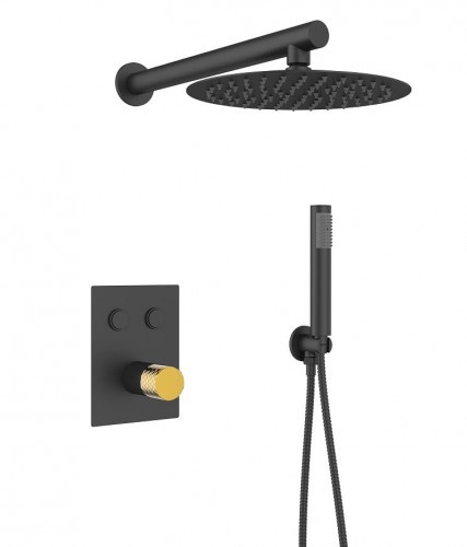 Sea Horse Zestaw podtynkowy OVE BLACK+GOLD z baterią mieszaczową czarny mat/złoty BJV309B-R5