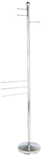 axentia Bad 282188 garderoby i proporczyk romino, chromowany, z płytą podłogową, 3 ramionami do przechowywania ręczników i 3 haki na ręczniki, wysokość 177 cm 282188