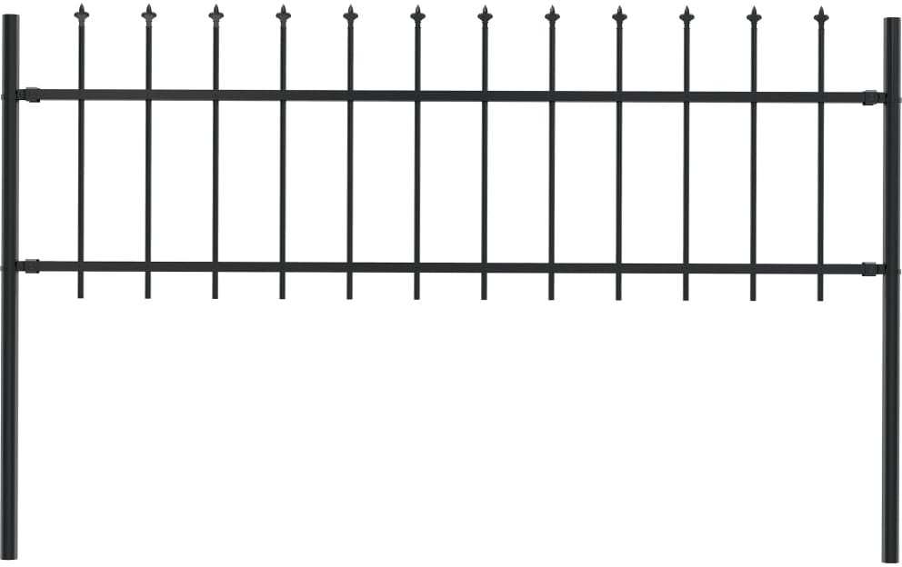 Panel ogrodzeniowy z grotami, 1,7 x 0,6 m, czarny