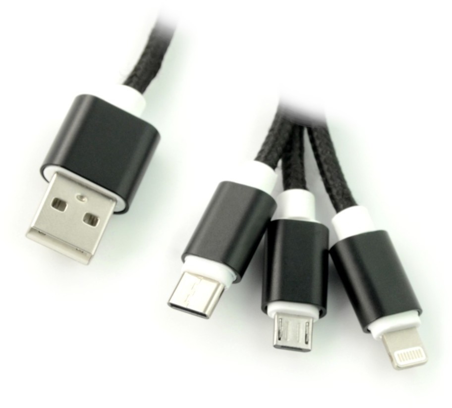 OEM Przewód 3w1 USB typu A do micro USB, Lightning, USB typu C GOT-12976