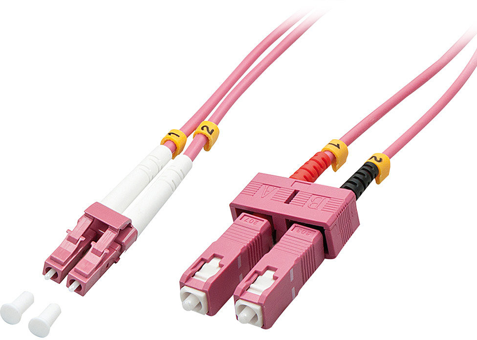 LINDY 46363 Kabel optyczny światłowód) LC SC OM4 różowy 5m LY-46363