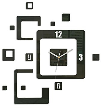 Modern Clock Nowoczesna Clock Trio Black Zegar ścienny, akryl, czarna, 60 x 58 cm Trio Black