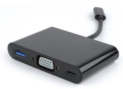 Gembird Adapter USB Typ-C do VGA 3w1 ładowanie czarny KKGGKPBU0110