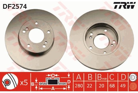 TRW Tarcza hamulcowa DF2574