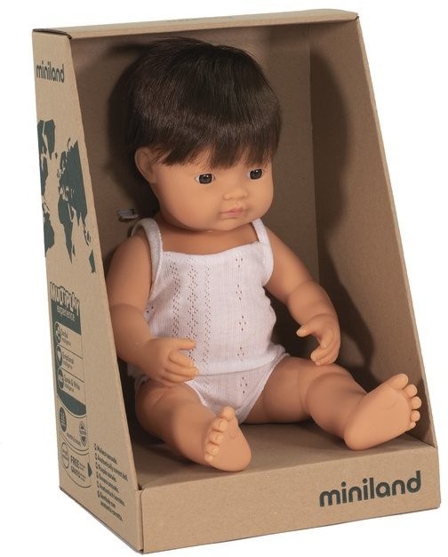 Miniland Europejczyk Brązowe Włosy 38 cm Lalka Chłopiec Europejczyk Brązowe Włosy Miniland Doll Miniland EUROPEJCZYK 38 BRĄZOWE WŁO