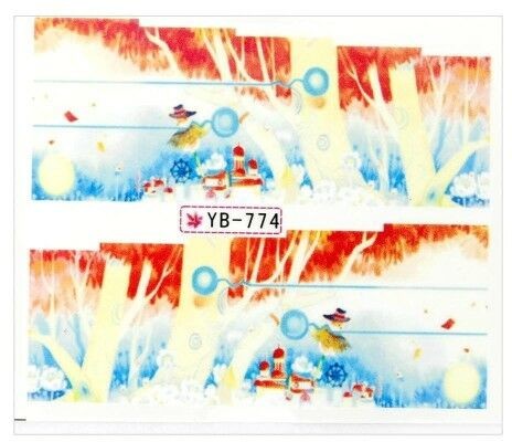 Allepaznokcie Naklejki wodne do paznokci arkusz 6,5 x 5,5 cm na 10 palców yb Nr 774
