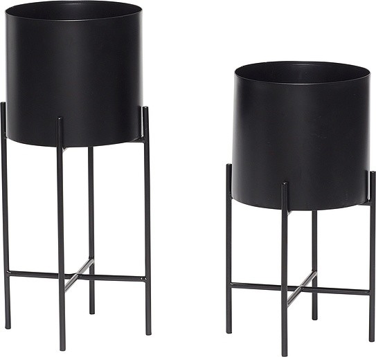 Hübsch Kwietnik Hübsch okrągły czarny 2 szt. 940601