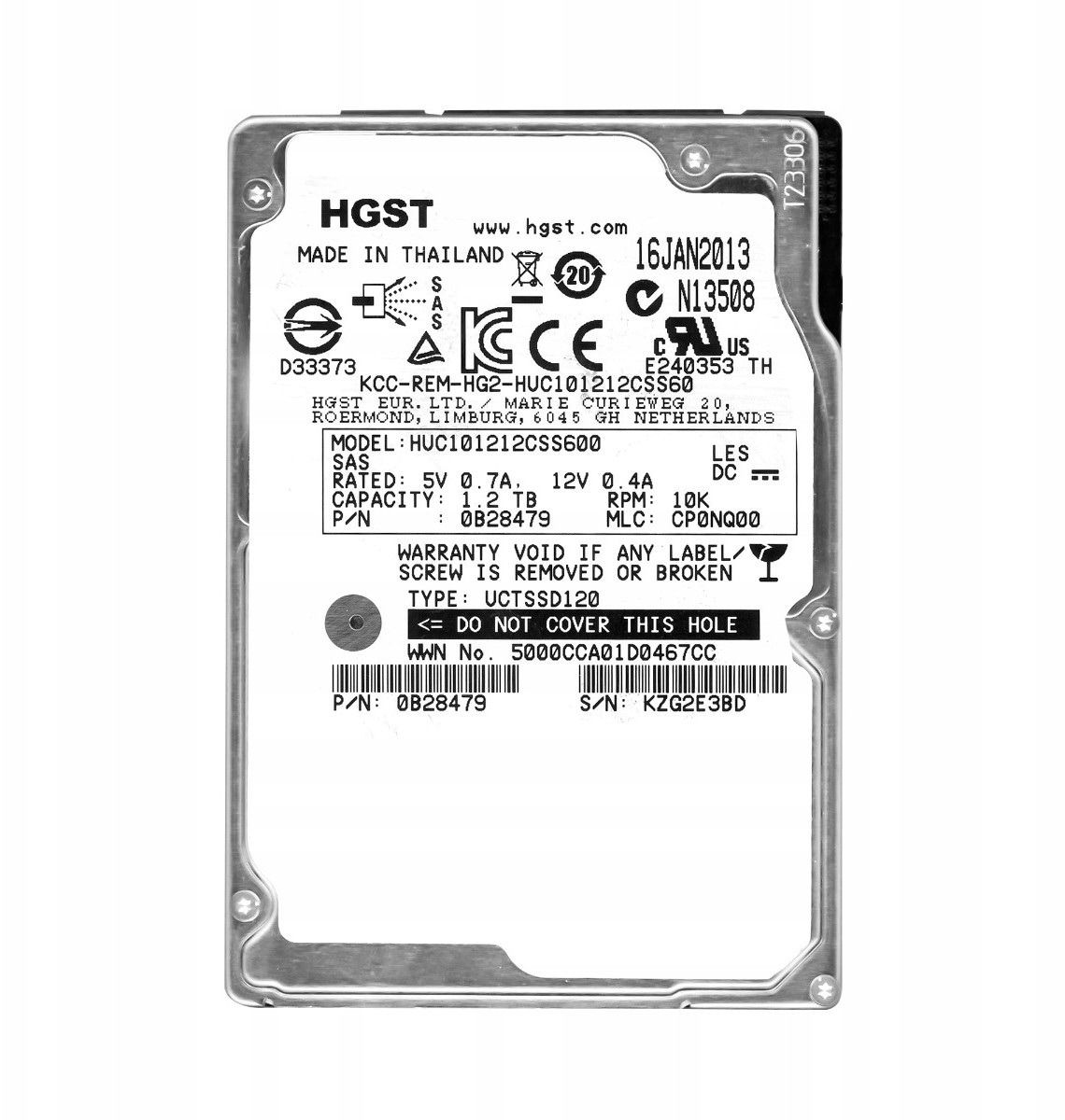 HGST 1.2TB 10K 64MB SAS-2 2.5'' HUC101212CSS600