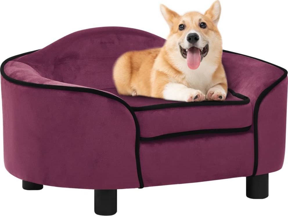 Vidaxl Sofa dla psa bordowa 67x47x36 cm pluszowa 171089