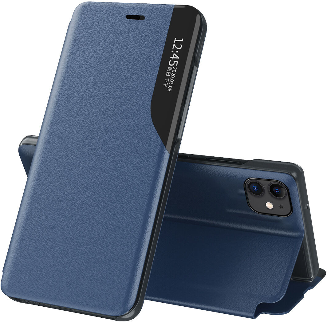 Hurtel Eco Leather View Case elegancki futerał etui z klapką i funkcją podstawki iPhone 13 Pro Max niebieski