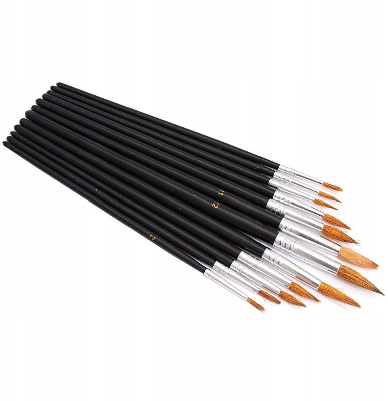 Pędzel Paskowiec Okrągły Malarski Komplet 12 szt