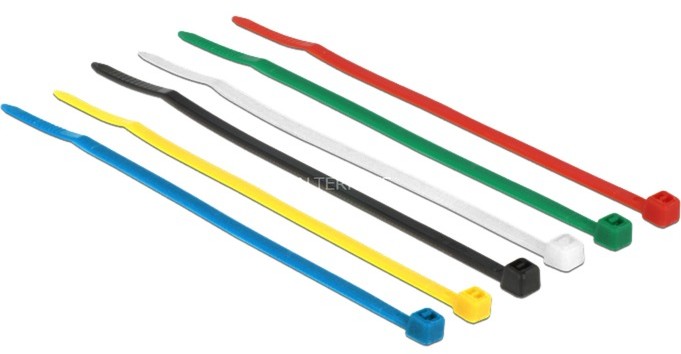 Delock 18627 opaska kablowa Nylon Czarny, Niebieski, Zielony, Czerwony, Przezroczysty, Żółty 100 szt.