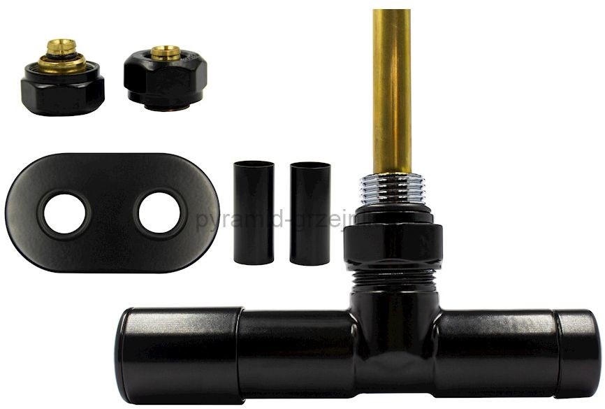 Varioterm Zawór jednootworowy regulacyjny UNICO All in One rozeta owalna - czarny mat pex 16 mm lewy A000M875A024/L(PEX)