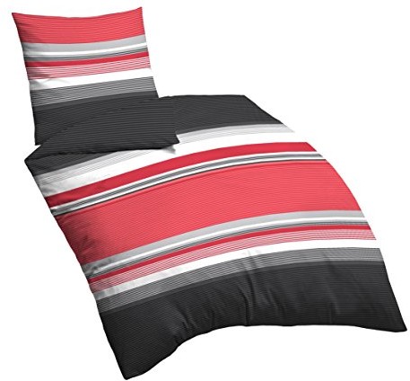 Castell Mod.60647 pościel satynowa, z certyfikatem Öko-Tex Standard 100, czerwony, 135 x 200 cm + 80 x 80 cm 0060647/180/001
