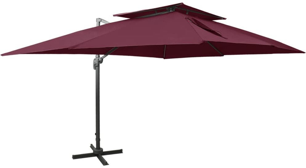 vidaXL Parasol wiszący z podwójną czaszą, bordowy, 400x300 cm vidaXL