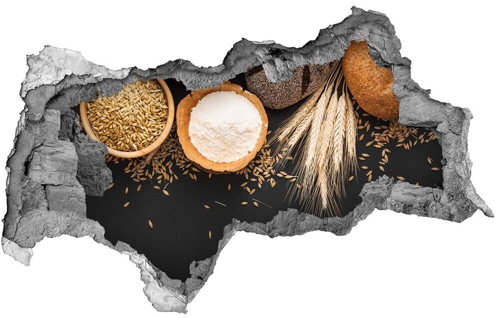 Wallmuralia.pl Naklejka 3D dziura na ścianę Pieczywo i pszenica