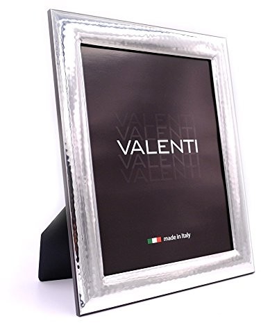 Valenti CO. Co. ramka na zdjęcia srebrna o wyglądzie młotkowanym błyszcząca, na ślub, urodziny przyjaciół lub dla rodziców do zdjęć w formacie 20 x 25 cm 12150-6L