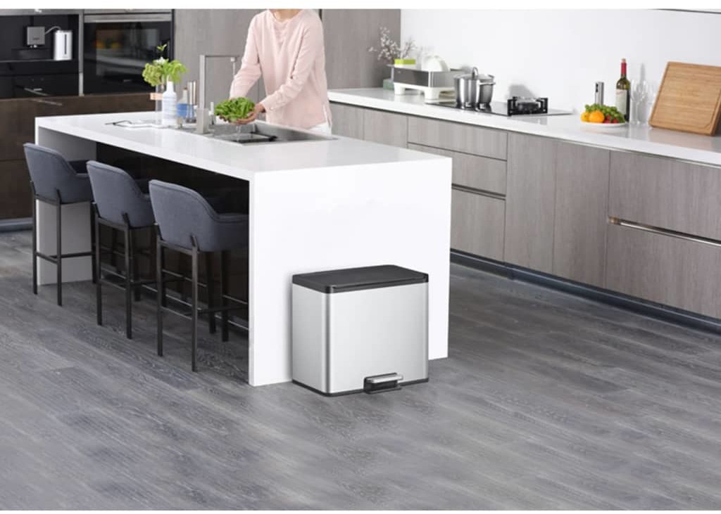 Vepa Bins EKO Kosz na śmieci z pedałem Essential, 3x9 L, matowy srebrny