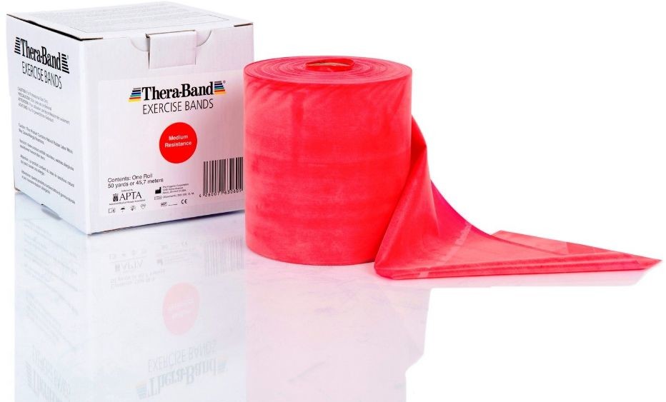 Thera-Band Guma rehabilitacyjna Thera Band o zwiększonej wytrzymałości - rolka 45,5m - czerwona (TB gigant red) 4260071630605