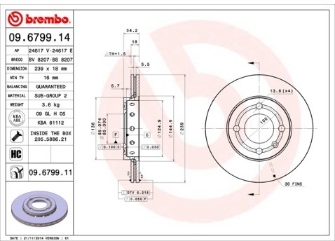 BREMBO 09.6799.11 09.6799.11