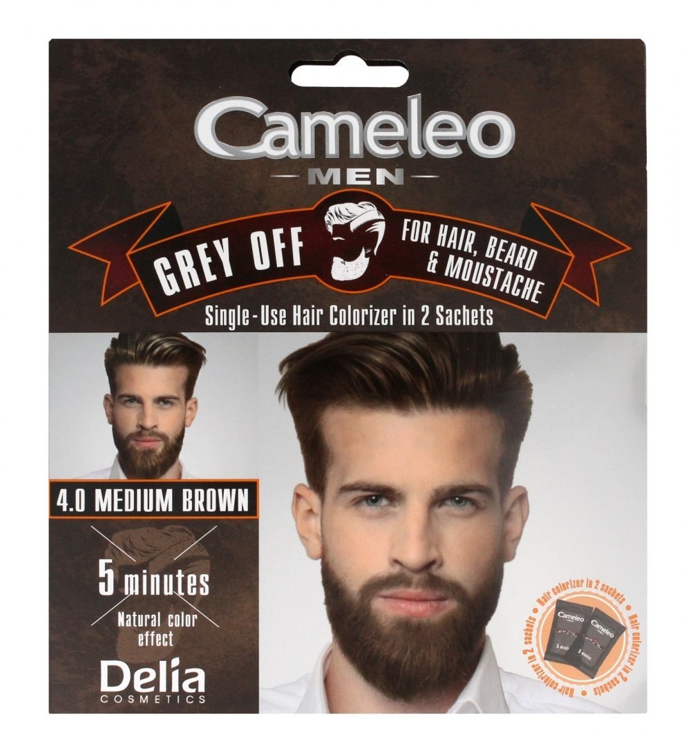 DELIA Cosmetics Cameleo Men Krem koloryzujący do włosów,brody i wąsów nr 4.0 medium brown 15mlx2 103181