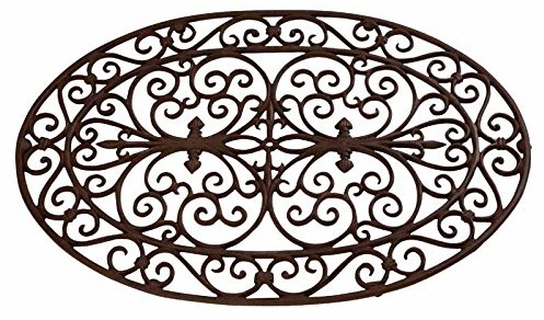 Esschert Design lh47 mata przed drzwi antyk owalna mata przed drzwi, żeliwo, brązowy, 74 x 48,5 x 2 cm LH47