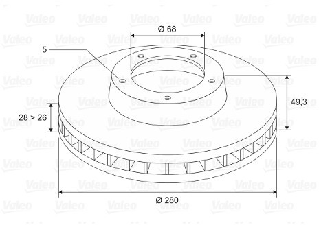 VALEO tarcza hamulcowa x1 przod 186728  186728