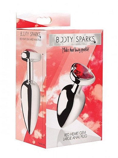 XR BRANDS - BOOTY SPARKS Korek analny duży - Red Heart Gem Anal Plug Large - Czerwone serce AF633-LARGE AF633-LARGE