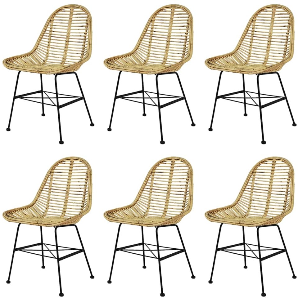 vidaXL Krzesła do jadalni, 6 szt., naturalny rattan