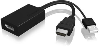 Icy Box IB-ac526 High Speed HDMI (wejście) do DisplayPort (wyjście) Adapter, USB-zasilania, czarne 70572