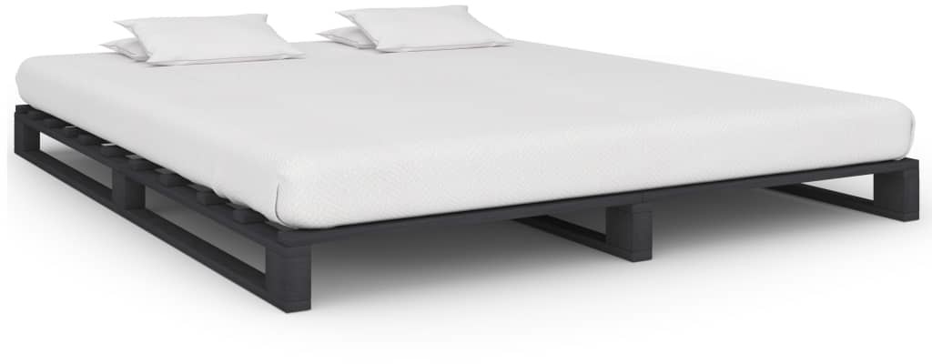 vidaXL Rama łóżka z palet, szara, lite drewno sosnowe, 180 x 200 cm