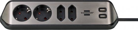 Brennenstuhl Listwa zasilająca estilo 4 gniazd 2 m srebrna 1153590410 1153590410