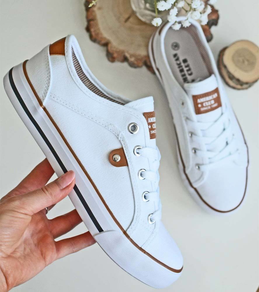 American Club Białe trampki damskie LH66/21 -