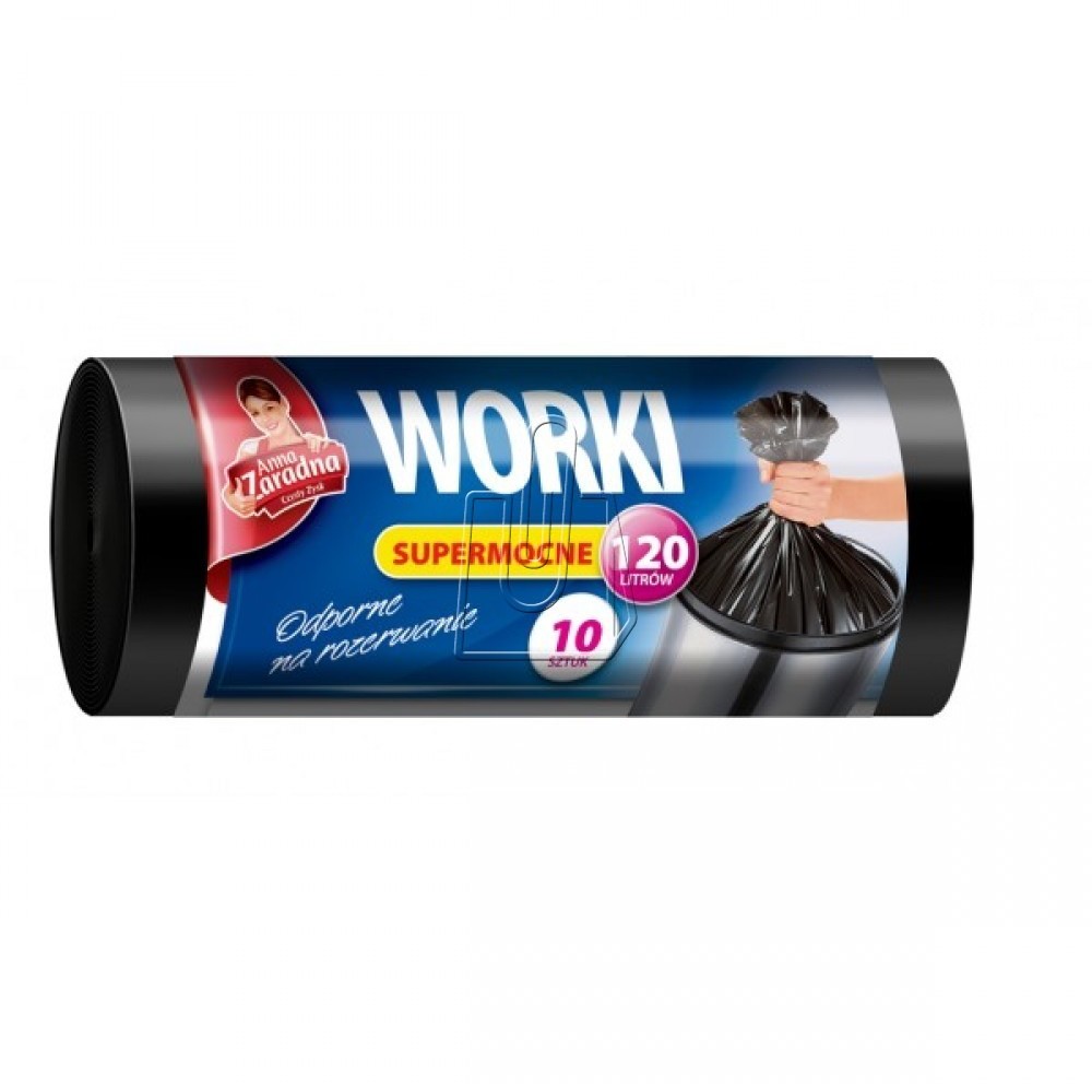 Anna Zaradna Worki 120L a10 LDPE supermocne czarne