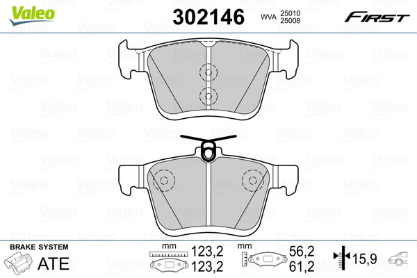 top VALEO Zestaw klocków hamulcowych, hamulce tarczowe 302146 302146