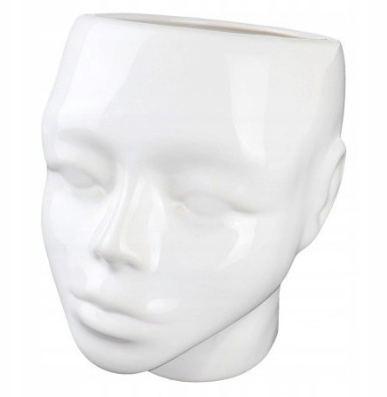 Doniczka Osłonka Ceramiczna Głowa Biała