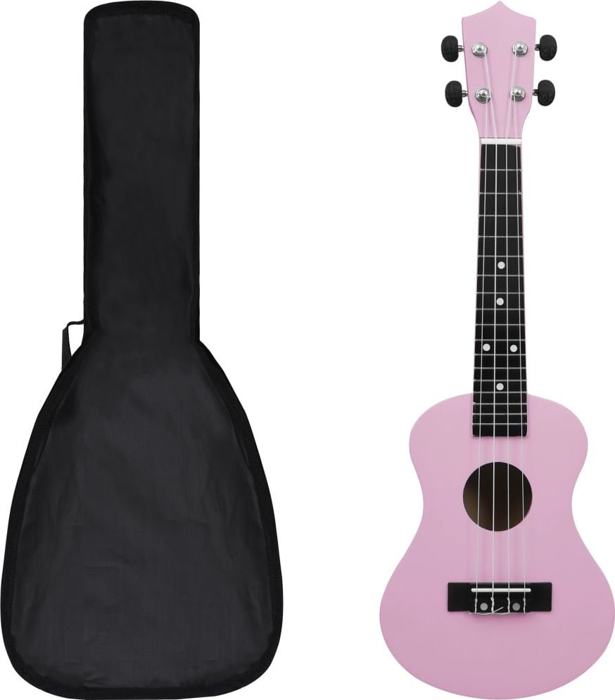 vidaXL Ukulele sopranowe z pokrowcem dla dzieci różowe 23 70153