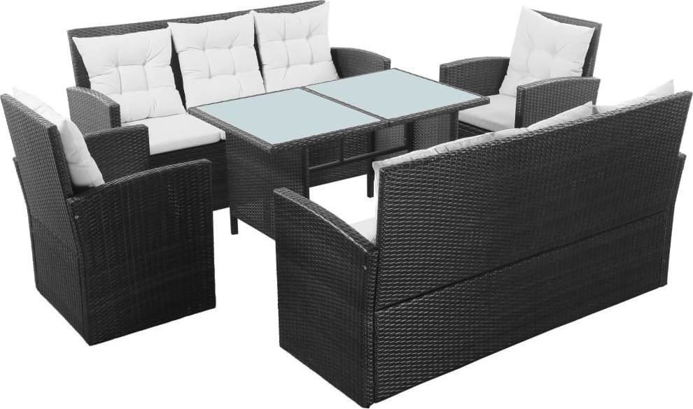 vidaXL 5 częściowy zestaw mebli do ogrodu poduszki rattan PE czarny 43972 43972